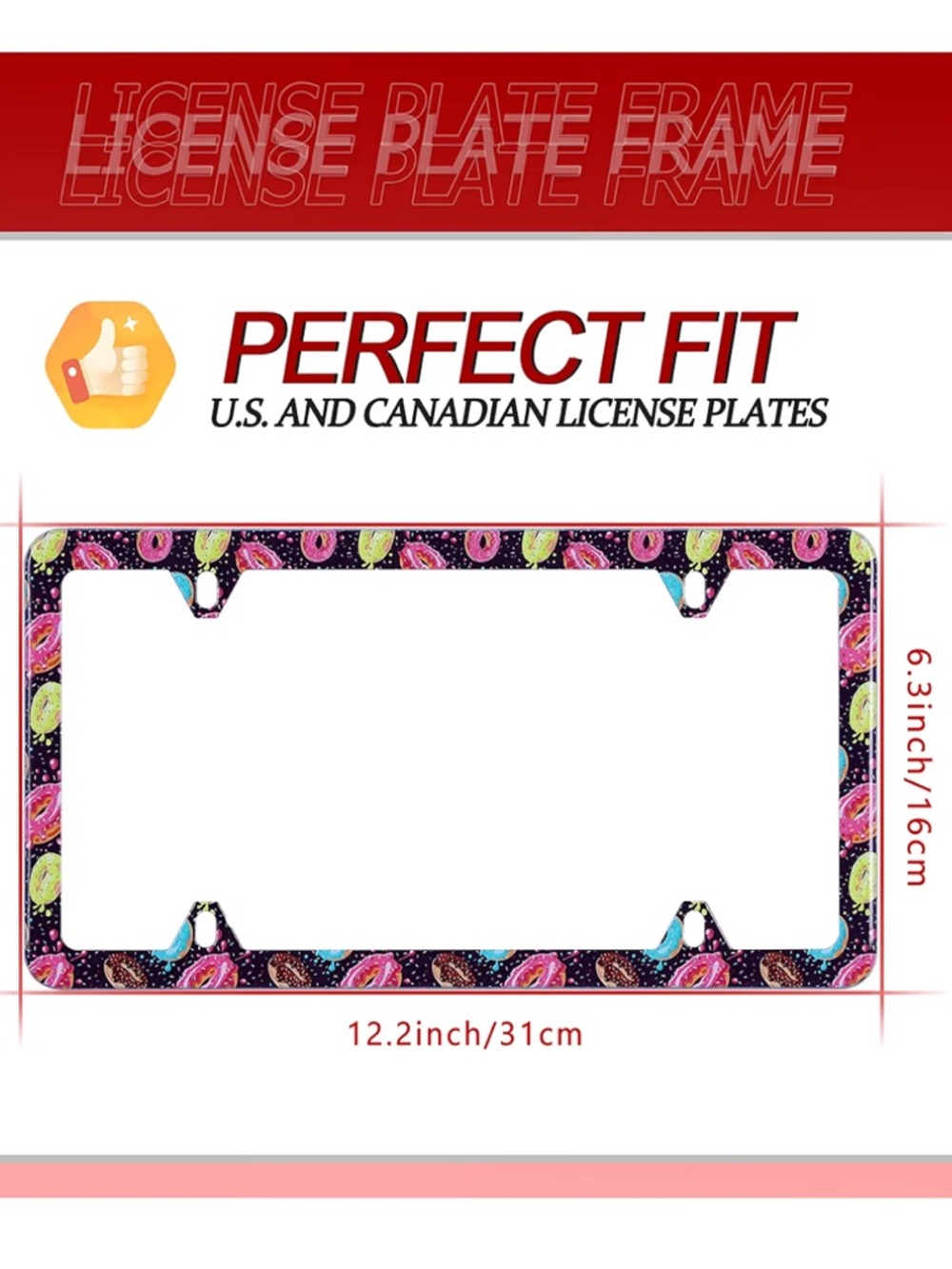 Colorful Donut Pattern License Plate Frame - Picture 2 of 7